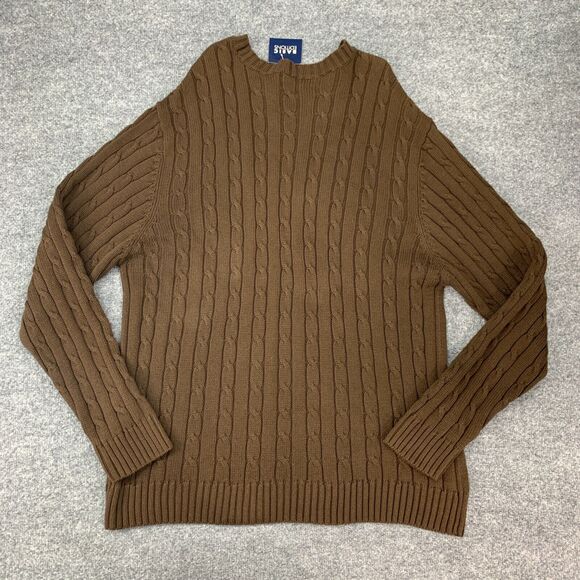 Vintage Basic Editions Sweater Mens XL Extra Large Crew Neck Cable Knit Ribbed - Picture 9 of 13